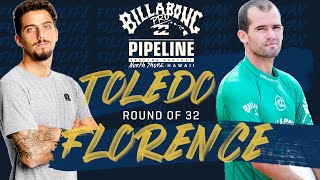 Toledo vs IFlorence Billabong Pro Pipeline  Round of 32 Heat Replay [upl. by Wooster206]