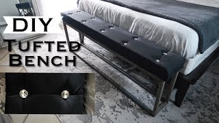 DIY RHINESTONE TUFTED BED BENCH [upl. by Ahtabbat]