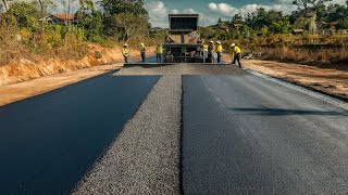 The best finish of road construction projects on a rural road specifically the chip sealing process [upl. by Saiff]