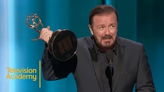 Emmys 2015  Ricky Gervais Finally Gets Another Emmy [upl. by Narra]