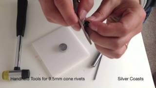 How to use handheld tool to set up cone rivets  leather craft sewing crafts [upl. by Ilil]