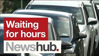 Intense COVID19 testing queue in Auckland goes on and on and on  Newshub [upl. by Law]