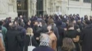 Friends and relatives gather for the funeral of Gaspard Ulliel [upl. by Asert819]