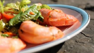 Barbecue Grilled Garlic Shrimp With Easy Salad Recipe [upl. by Mccall]