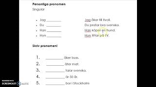 personliga pronomen singular amp plural svenska SFI kurs A [upl. by Barbette]