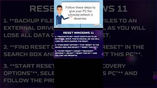 Slow PC The easy way to reset your Windows 11 system computer reset shorts [upl. by Atlas]