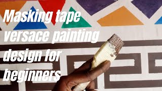 How to use masking tape  wall acrylic canvas Versace home painting decorative design for beginners [upl. by Denn296]