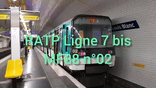 RATP Métro 7 bis MF88 n°02 《Tour Complet》 [upl. by Tresa513]