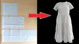 DIY Layered Dress  Simple Dress And Pattern  5 Minute Crafts Dress [upl. by Enyaz638]