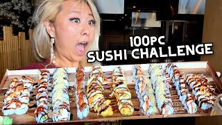 UNDEFEATED 100PC SUSHI CHALLENGE in Las Vegas at Jjanga RainaisCrazy [upl. by Robma934]