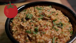 Fregola con Vongole  Fregola Sarda with Vongole Clams  Seafood Fregola [upl. by Nehcterg]