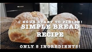 Simple Quick Homemade Bread 5 ingredients 1 hour [upl. by Haikan472]