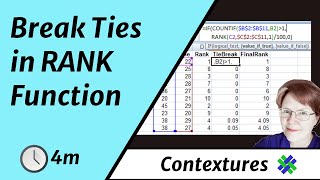 Break Ties With the Excel RANK Function [upl. by Anyala]