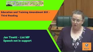 Jan Tinetti  Education and Training Amendment Bill  Third Reading [upl. by Mathilde]