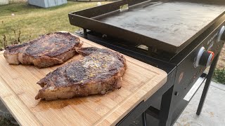 How to cook thick ribeye steaks on the Blackstone Griddle [upl. by Moises]