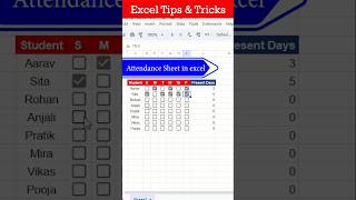 Attendance Sheet Checklist in Excel and Googlesheet😯✅ excel exceltricks onlineattendance [upl. by Najed]