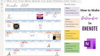 How to organize your Calendar In OneNote  Design a Calendar In OneNote [upl. by Llyrad]