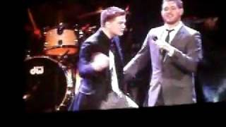 Michael Buble lets fan on stage June 8th WilkesBarre PA [upl. by Eenafets]