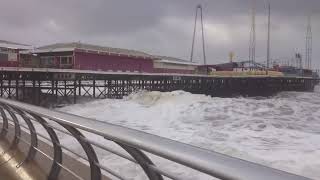 2014 Blackpool seaside flooded in weather bomb [upl. by Ihp]