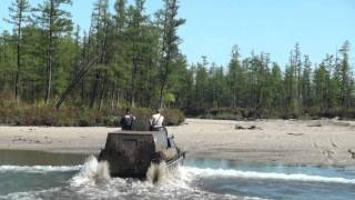 Tank crossing river in Siberia Russia [upl. by Assirim]