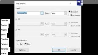 Aligner les noms par ordre alphabétique sur word [upl. by Ecnarrot]