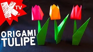 Origami Fleur Facile  Tulipe en papier [upl. by Aneeuqal]