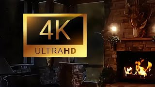 4K VİDEO UHD Şömine Ateşi Şömine Sesi Yağmur Sesi Gök Gürültüsü [upl. by Annovy685]