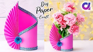 Easy Paper Flower Vase  How to Make A Flower Vase At Home  Simple Paper Craft  Artkala [upl. by Lind248]