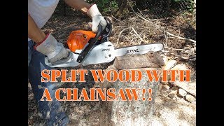 How to split wood with a CHAINSAW [upl. by Lea]