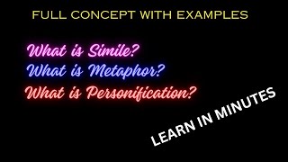 Simile Metaphor and Personification  Full Concept With Examples [upl. by Gaston]