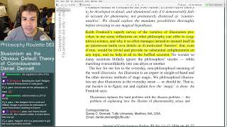 Philosophy Roulette 563  Illusionism as the Default Theory of Consciousness Daniel Dennett [upl. by Shulins]