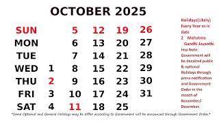 October Calendar 2025 [upl. by Nylauqcaj620]