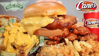 WINGSTOP ASMR MUKBANG NEW MAPLE SRIRACHA CHICKEN RAISING CANES CHICKEN TENDERS WITH CHEESE [upl. by Koralle28]