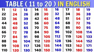 Table 11 to 20 in English  table 11 to 20 write  Table 11 se 20 tak  pahada 11 to 20 [upl. by Violeta406]