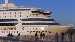 Tallink Silja Europa arrive to Tallinn Estonia View from Cruise Terminal Promenade [upl. by Annavaj]