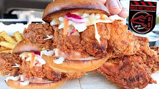 EATING CRISPY NASHVILLE HOT FRIED CHICKEN MUKBANG ASMR [upl. by Aitam159]