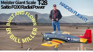 Maiden Flight Meister Scale 97quot T28 powered by Saito FG90 radial Built and flown by Bill Miller [upl. by Leupold253]