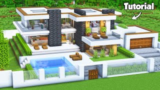 Minecraft How to Build a Modern House Tutorial Easy to Follow 59  Interior in Description [upl. by Nitsreik]