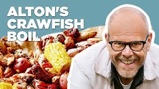 Alton Brown Makes a Crawfish Boil  Good Eats  Food Network [upl. by Thorncombe459]