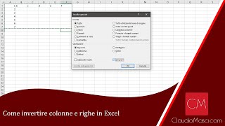 Come invertire colonne e righe in Excel  Tutorial Excel ITA [upl. by Tumer309]