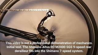 Shimano Altus RDM2000 SGS Shadow DA 9speed rear derailleur matched the Shimano 7speed system [upl. by Schilit]