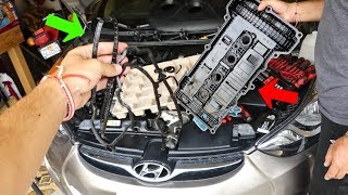 HOW TO REPLACE VALVE COVER GASKET ON HYUNDAI ELANTRAOil Leak Fix [upl. by Alraep]