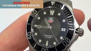 How to SET the TIME amp DATE on a TAG HEUER Aquaracer Watch [upl. by Mccartan803]