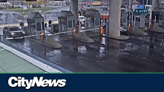 Security camera captures crash at Rainbow Bridge border crossing [upl. by Anerec]