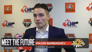 2022 Top Prospects Game  PostGame Interviews  Maxim Barbashev [upl. by Drugge]