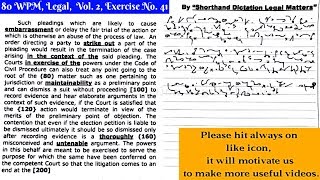 80 WPM Shorthand Dictation Legal Volume 2 Transcription No 41 [upl. by Niabi]