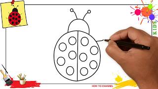 How to draw a ladybug EASY step by step for kids beginners children 2 [upl. by Akina29]