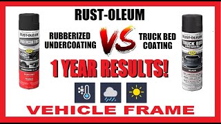 1 Year Results RustOleum Rubberized Undercoating VS Truck Bed Coating  Vehicle Frame  Rustoleum [upl. by Gunther381]