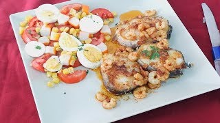 MERLUZA A LA PLANCHA CON GAMBAS [upl. by Le241]