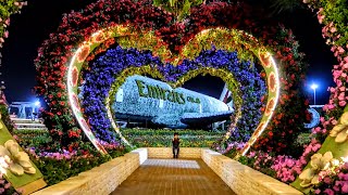 Dubai Miracle Garden 2020 Night Tour [upl. by Haskins]